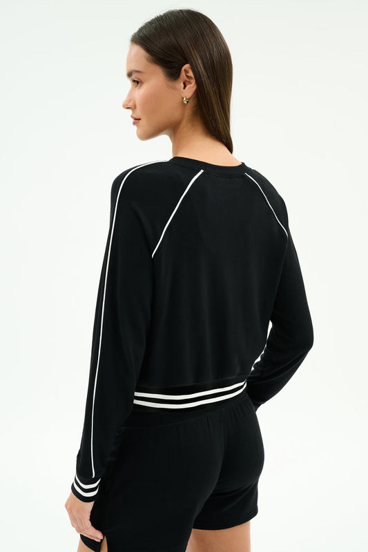 Brooks Fleece Sweatshirt With Stripe - Black