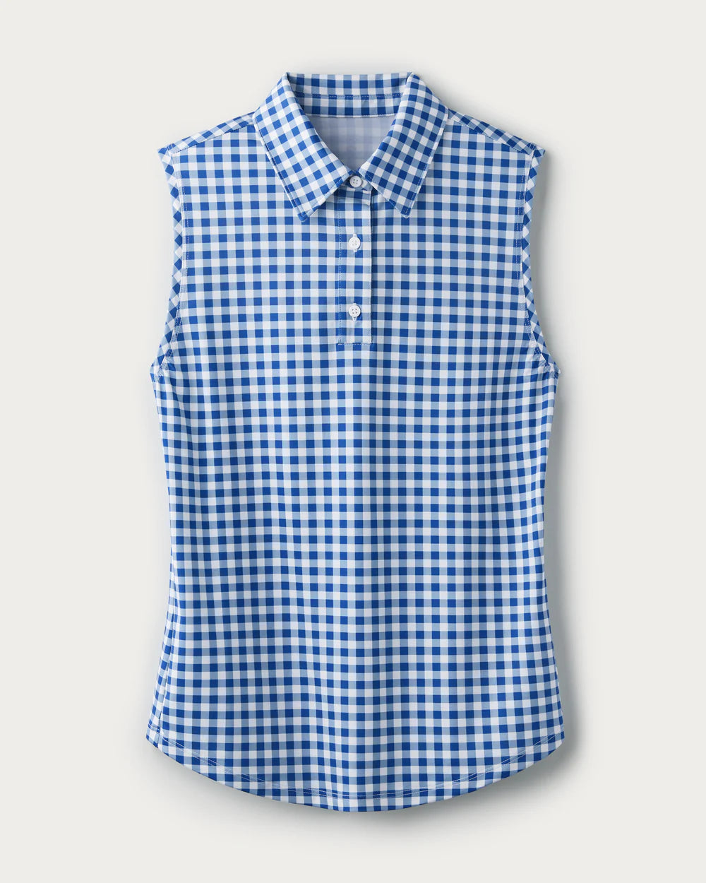 Course to Court Sleeveless Polo - Deep Sea Blue Gingham