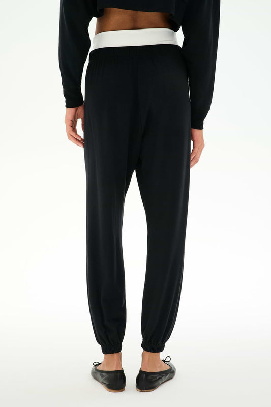 Andie Dual Waist Sweat Pant- Black