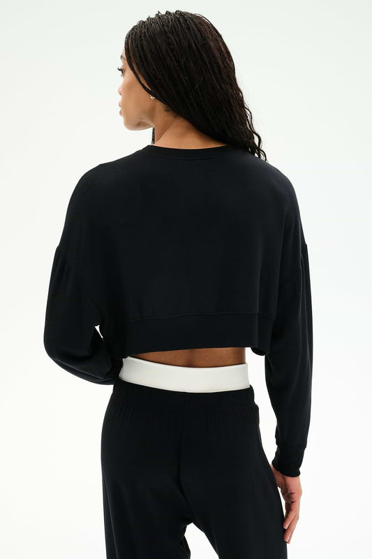 Noah Fleece Crop Sweatshirt- Black