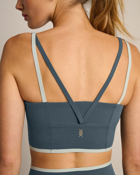 Instinct Contrast Longline Bra - Blue Granite