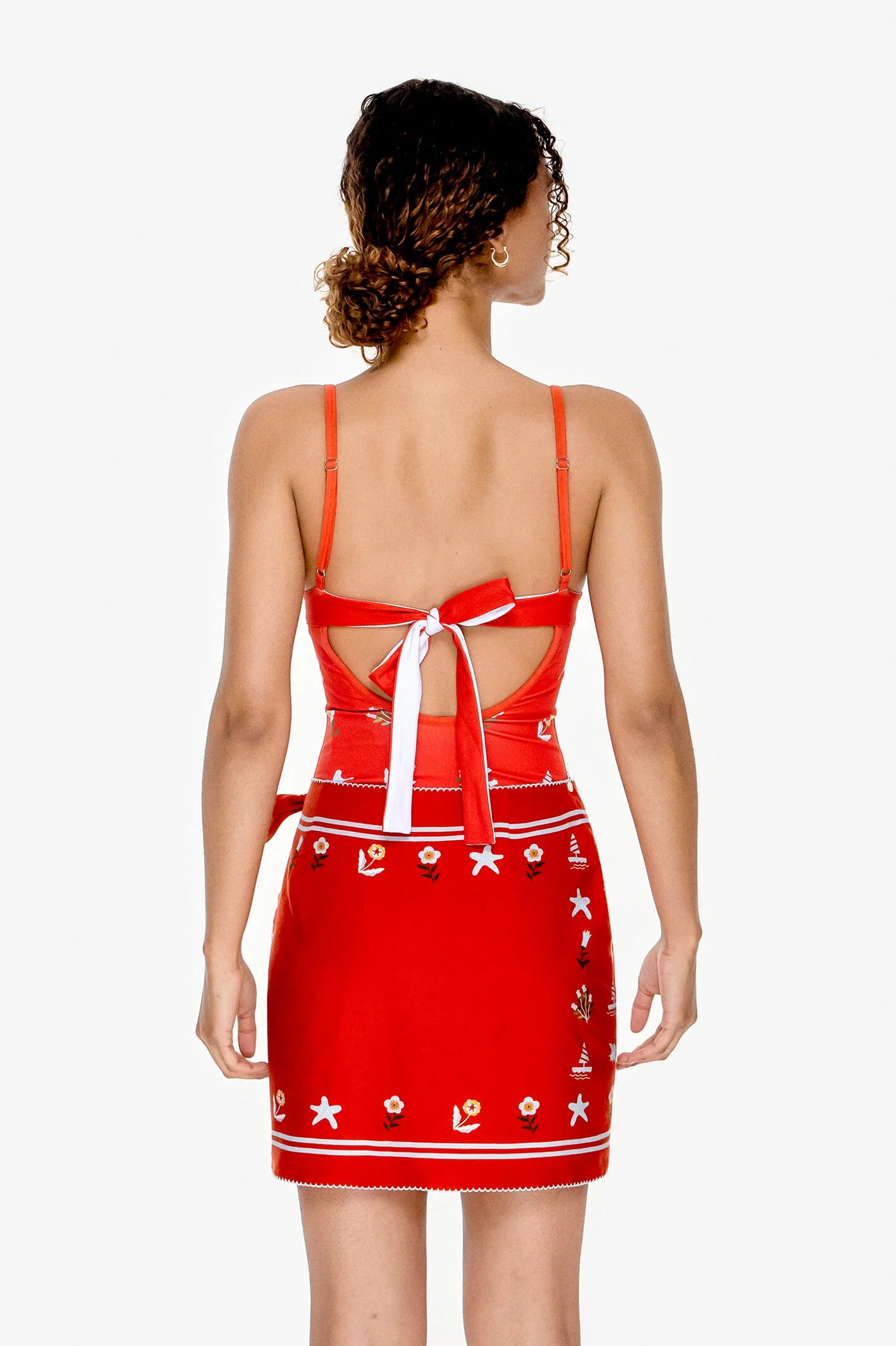 Swim Cover Up Skirt - Red Coral SM- ML