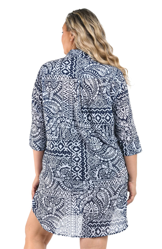 Island Bohemia Button Down Tunic - 1X-3X