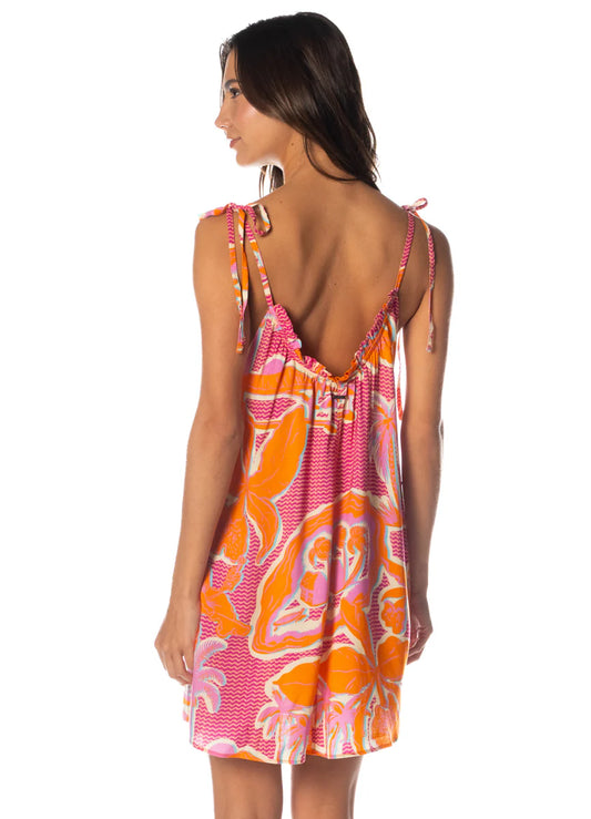 Magnolia V Short Dress/Cover Up - Flamingo Glow