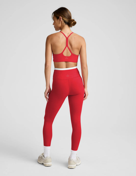 Spacedye Outlines High Waisted Midi Legging - Chili Red Heather