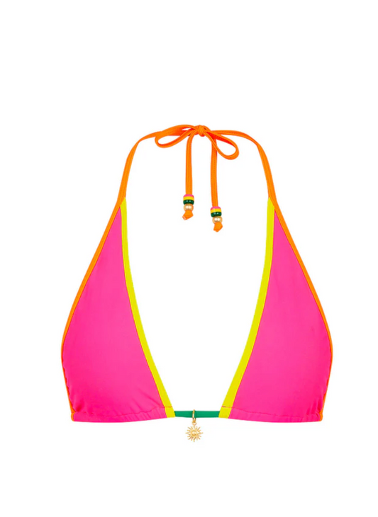 Bind Triangle Halter Bikini Top - Passionfruit Punch XS-3XL