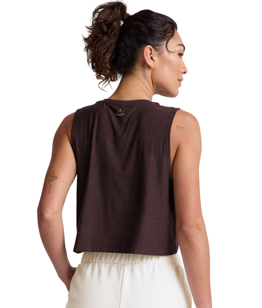Featherweight Minimal Cropped Tank - Dark Chocolate Heather 2 LEFT L & XL