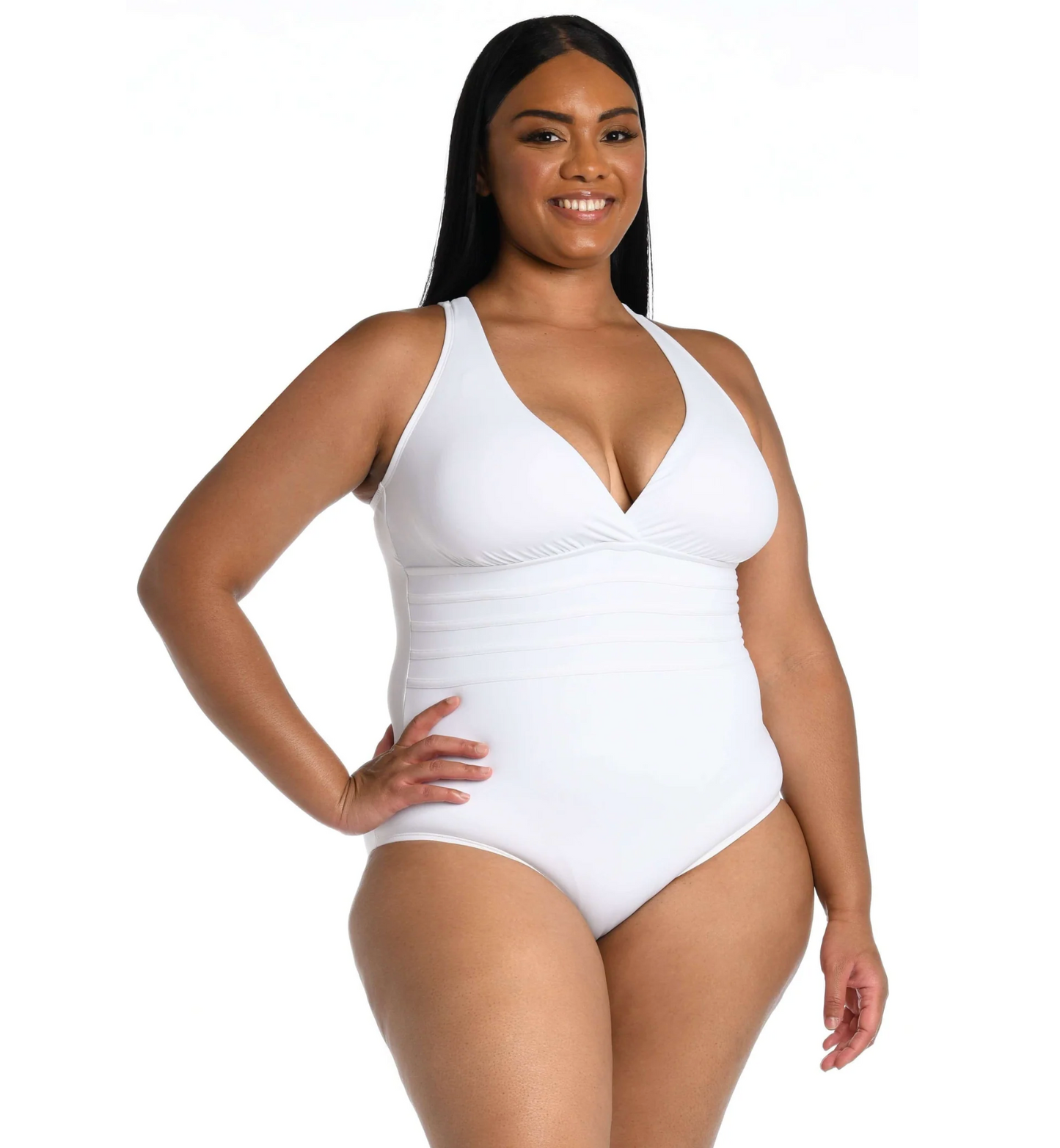 Island Goddess Multi-Strap Cross-Back One Piece - White 16W-22W