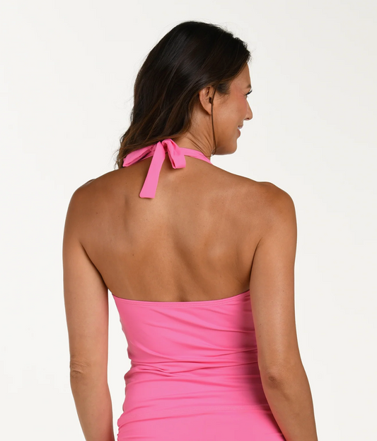 Island Goddess Halter Tankini Top - Rose Pink 4-16
