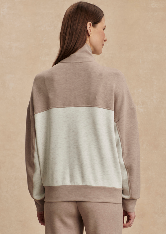 Garcia Two-Tone Zip-Through Sweat - Taupe Marl