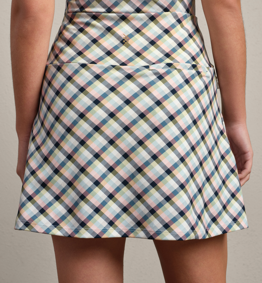 16" Course to Court Skort - Navy Multi Plaid