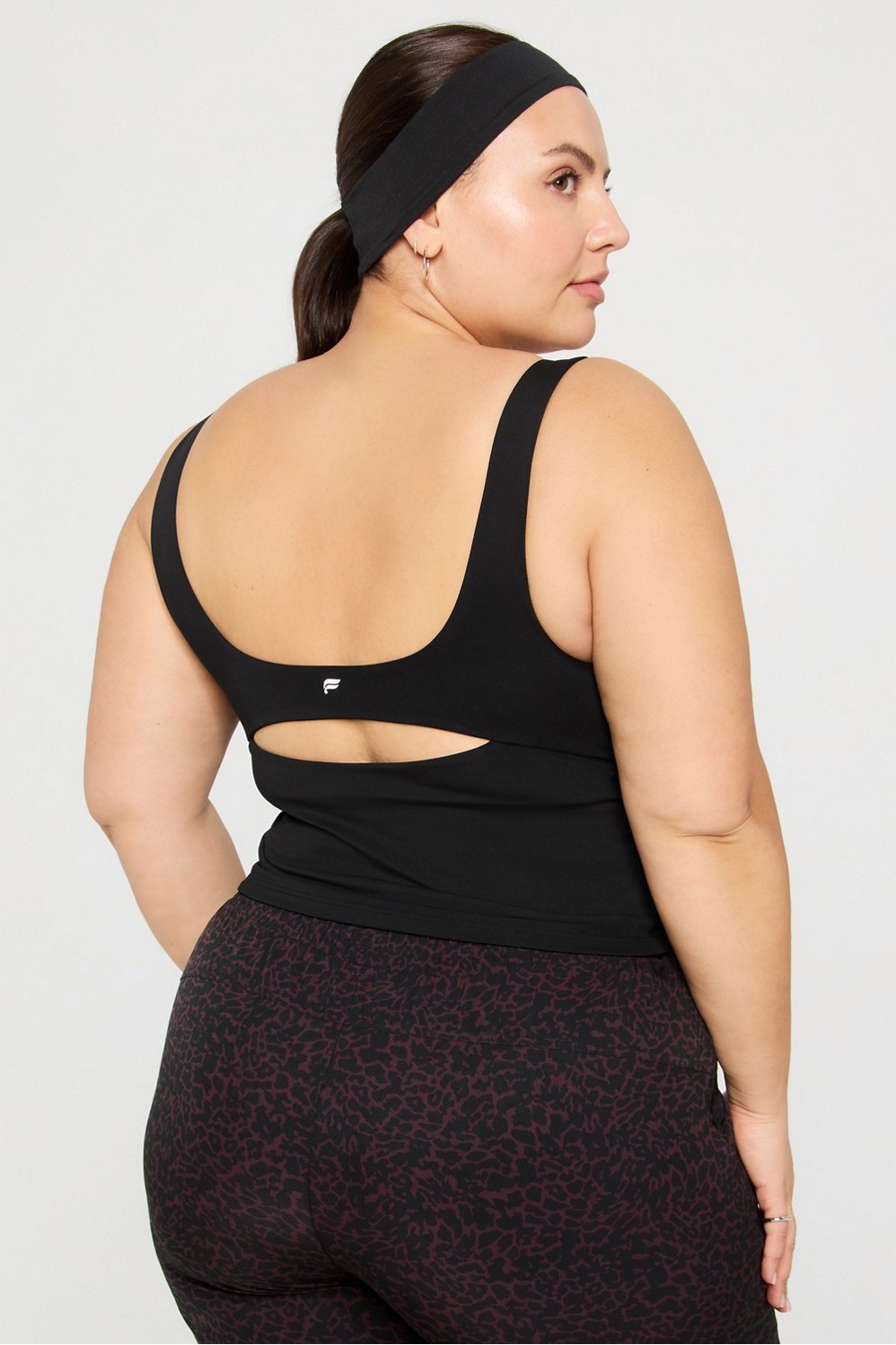 Built-In Cropped Bra Tank- Black 2XL