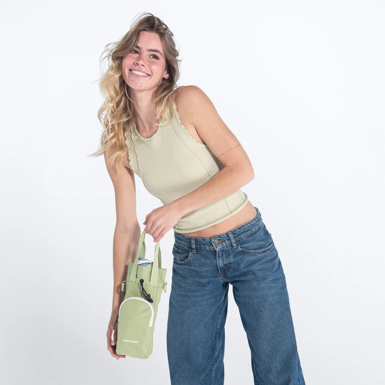 Izzie - Water Bottle Crossbody - Palm Green