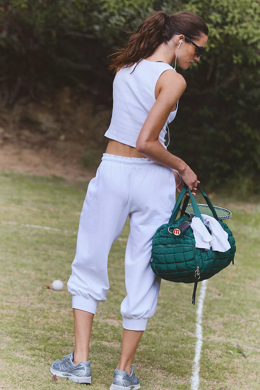 Flutter Cropped Joggers - White