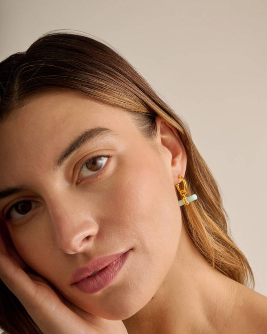 Azura Waterproof Gold T-Bar Hoop Earrings