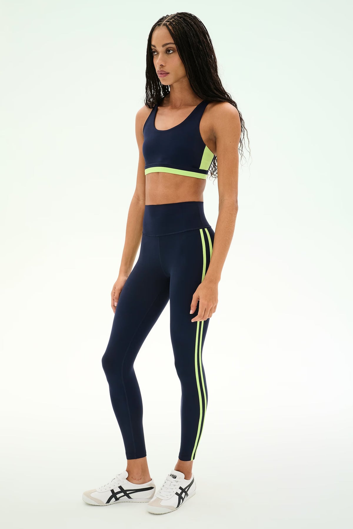 Ella High Waist Airweight 7/8 Leggings - Indigo/Limeade