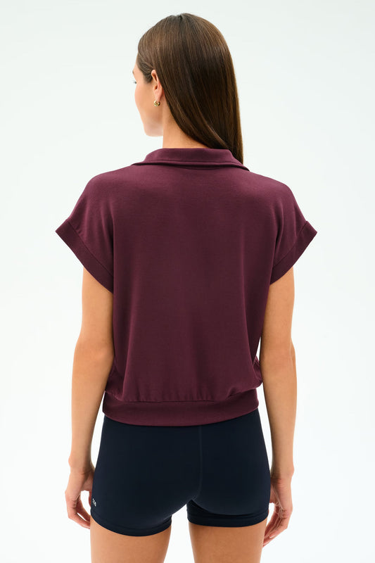 Evie Fleece Sleeveless Polo - Dark Cherry