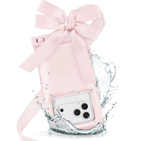 Waterproof Phone Pouch - ballet pink bow