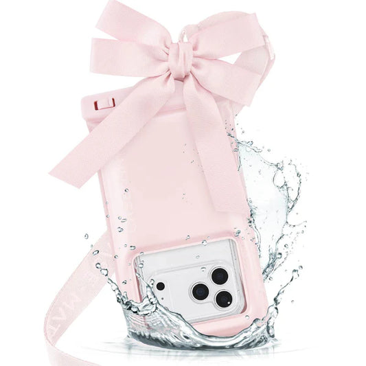 Waterproof Phone Pouch - ballet pink bow