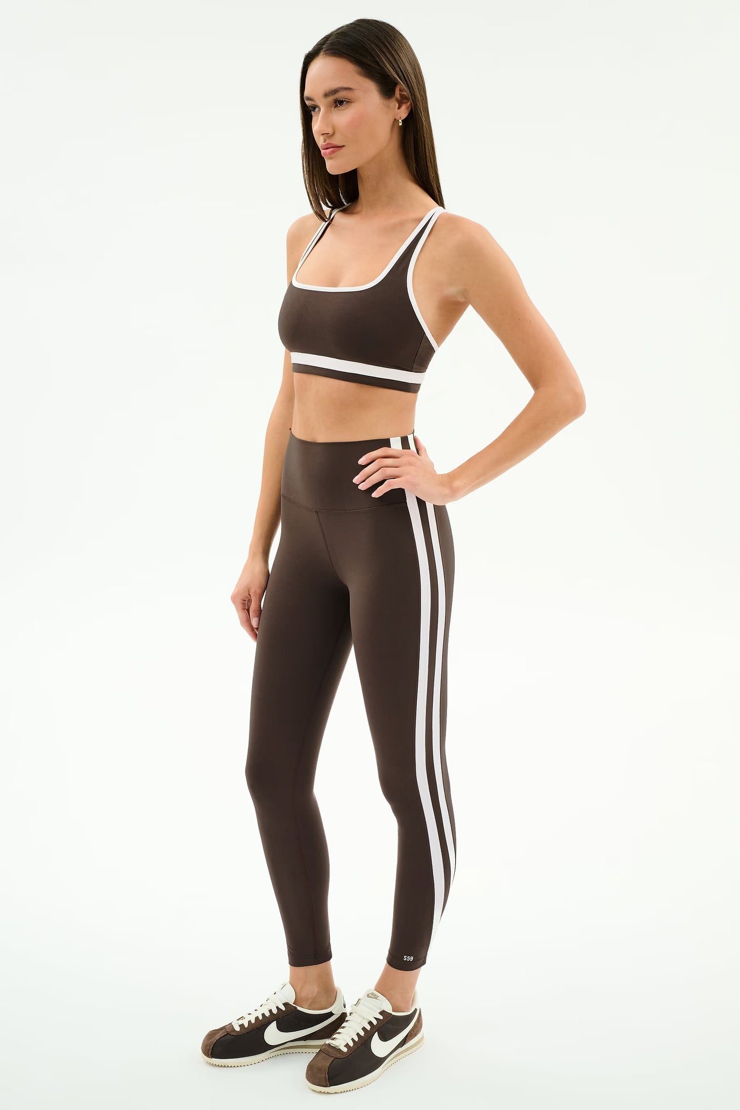 Bianca High Waist Rigor 7/8 - Dark Chocolate/White