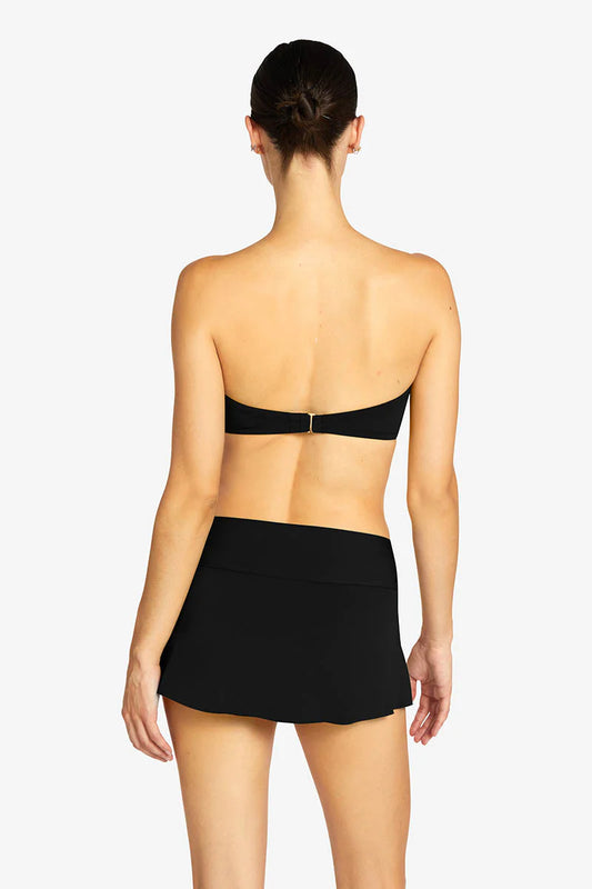 Ava Pleated Swim Skirt - Black