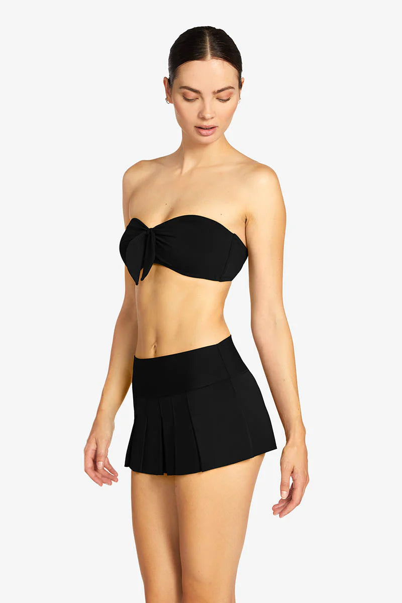 Ava Pleated Swim Skirt - Black