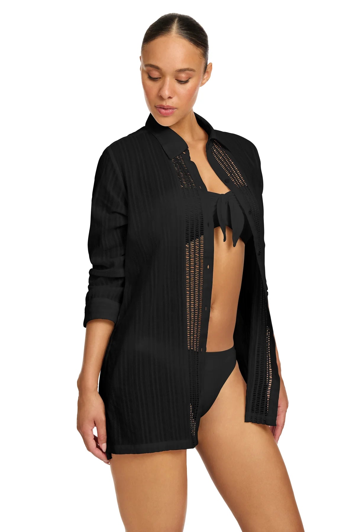 Marina Long Sleeve Shirt/Cover Up - Black