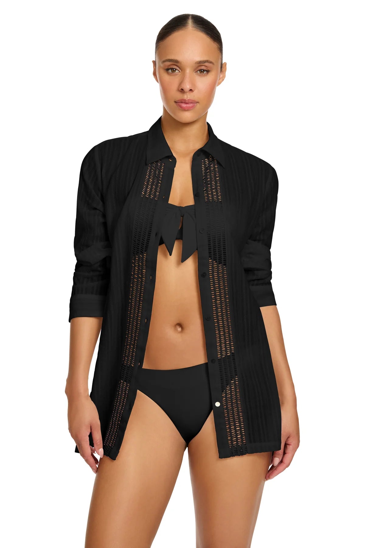 Marina Long Sleeve Shirt/Cover Up - Black