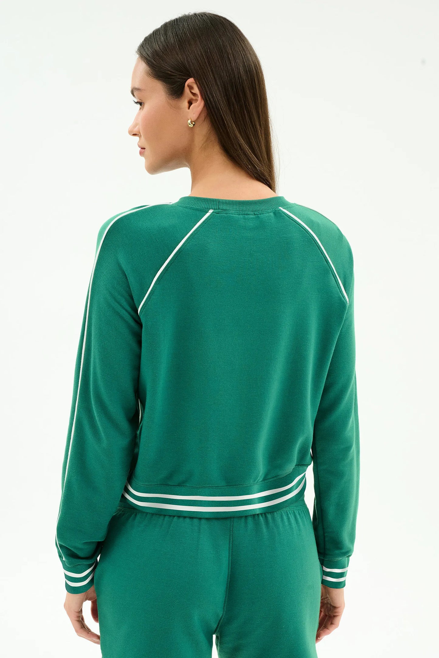Brooks Fleece Sweatshirt With Stripe - Arugula/White