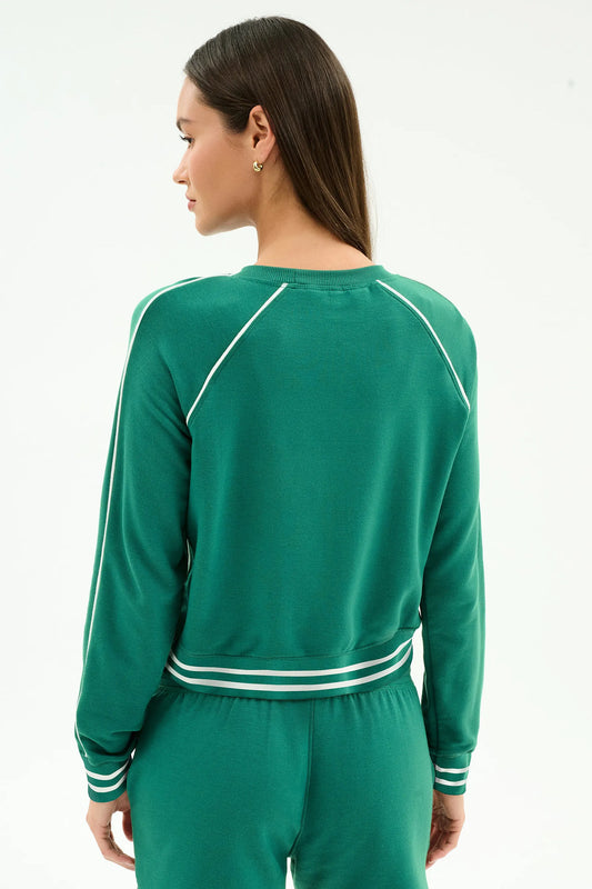Brooks Fleece Sweatshirt With Stripe - Arugula/White
