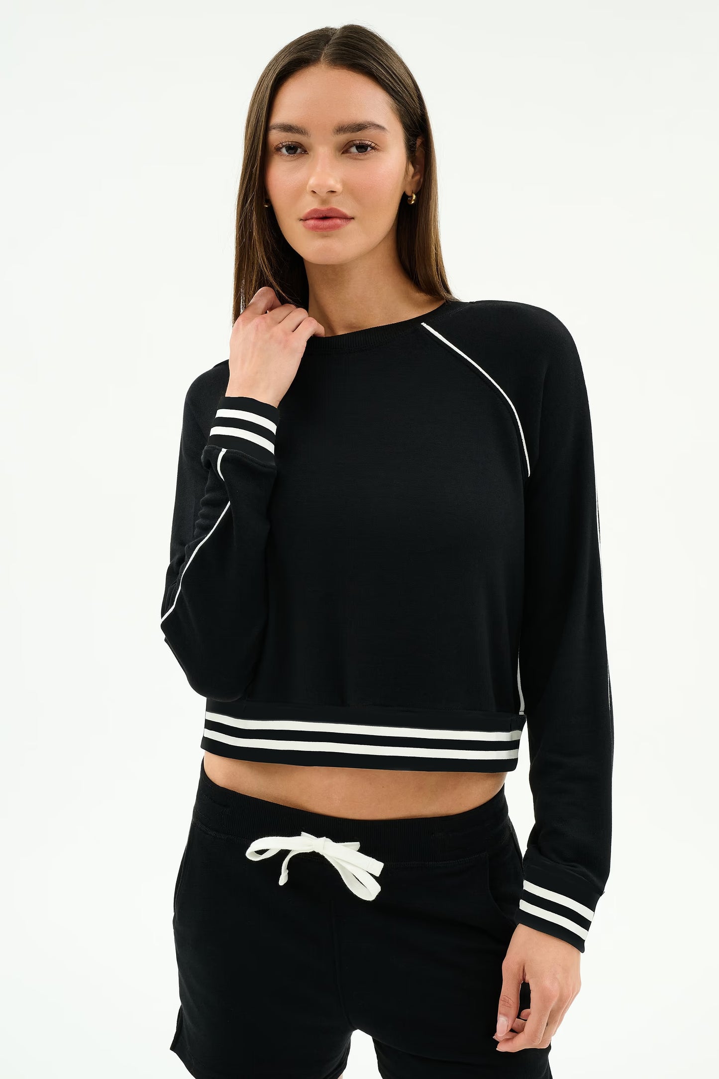 Brooks Fleece Sweatshirt With Stripe - Black