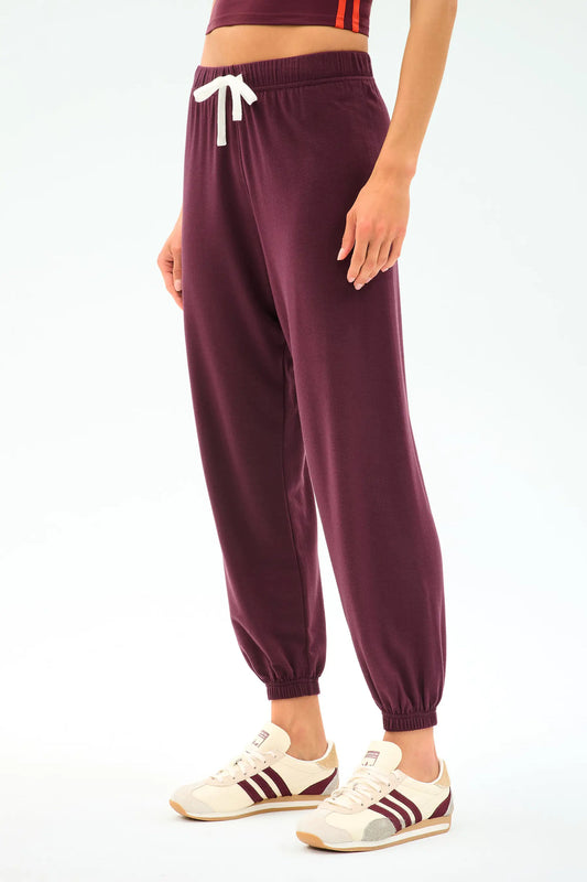Andie Oversized Fleece Sweatpant - Dark Cherry