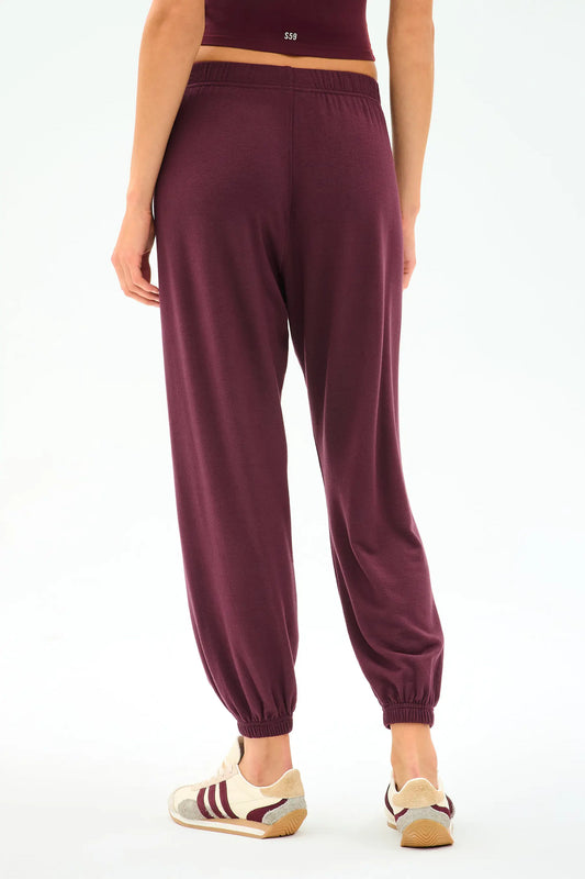 Andie Oversized Fleece Sweatpant - Dark Cherry