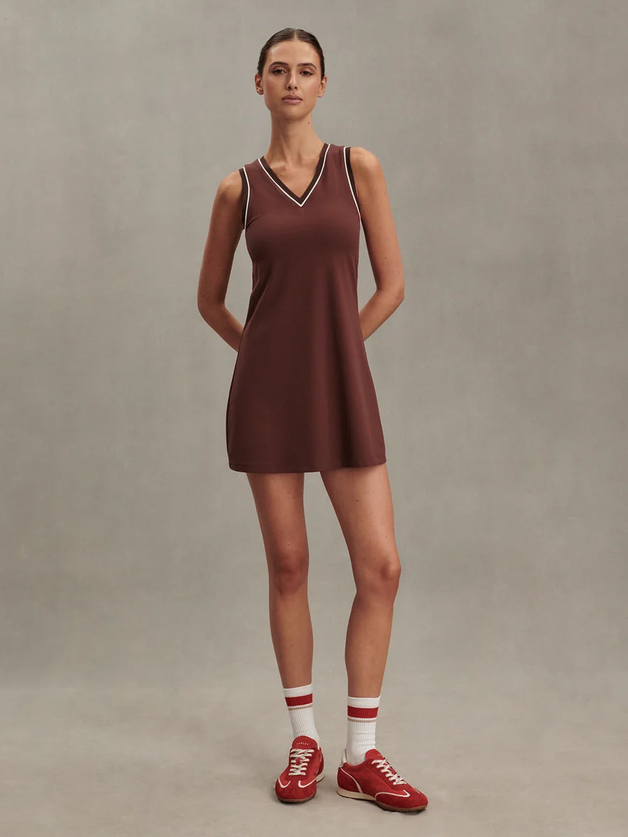 Kalani V-Neck Dress 31" - Brown Stone