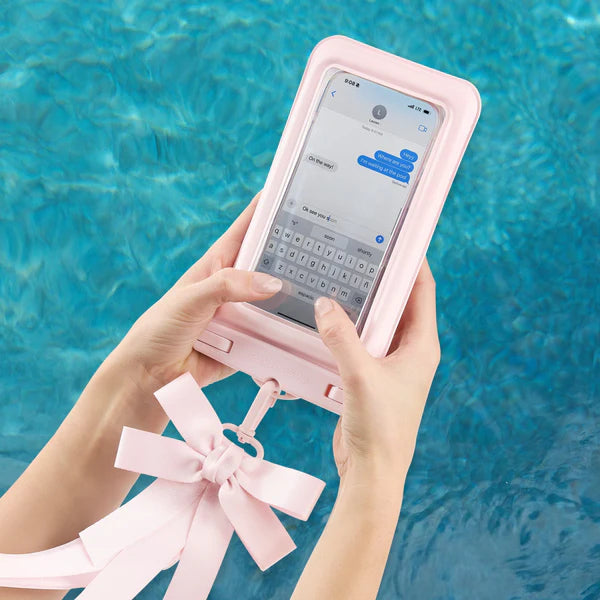 Waterproof Phone Pouch - ballet pink bow