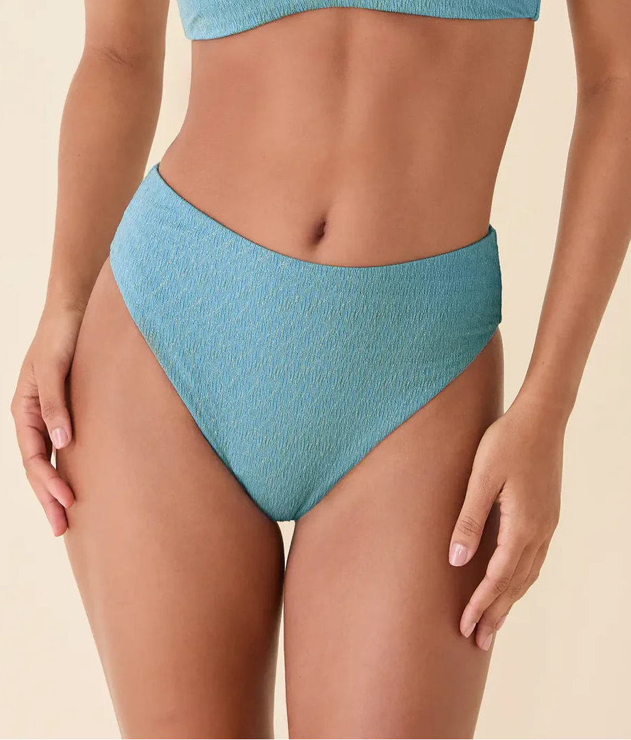 The 90s High Waist Bikini Bottom - Serene Shimmer