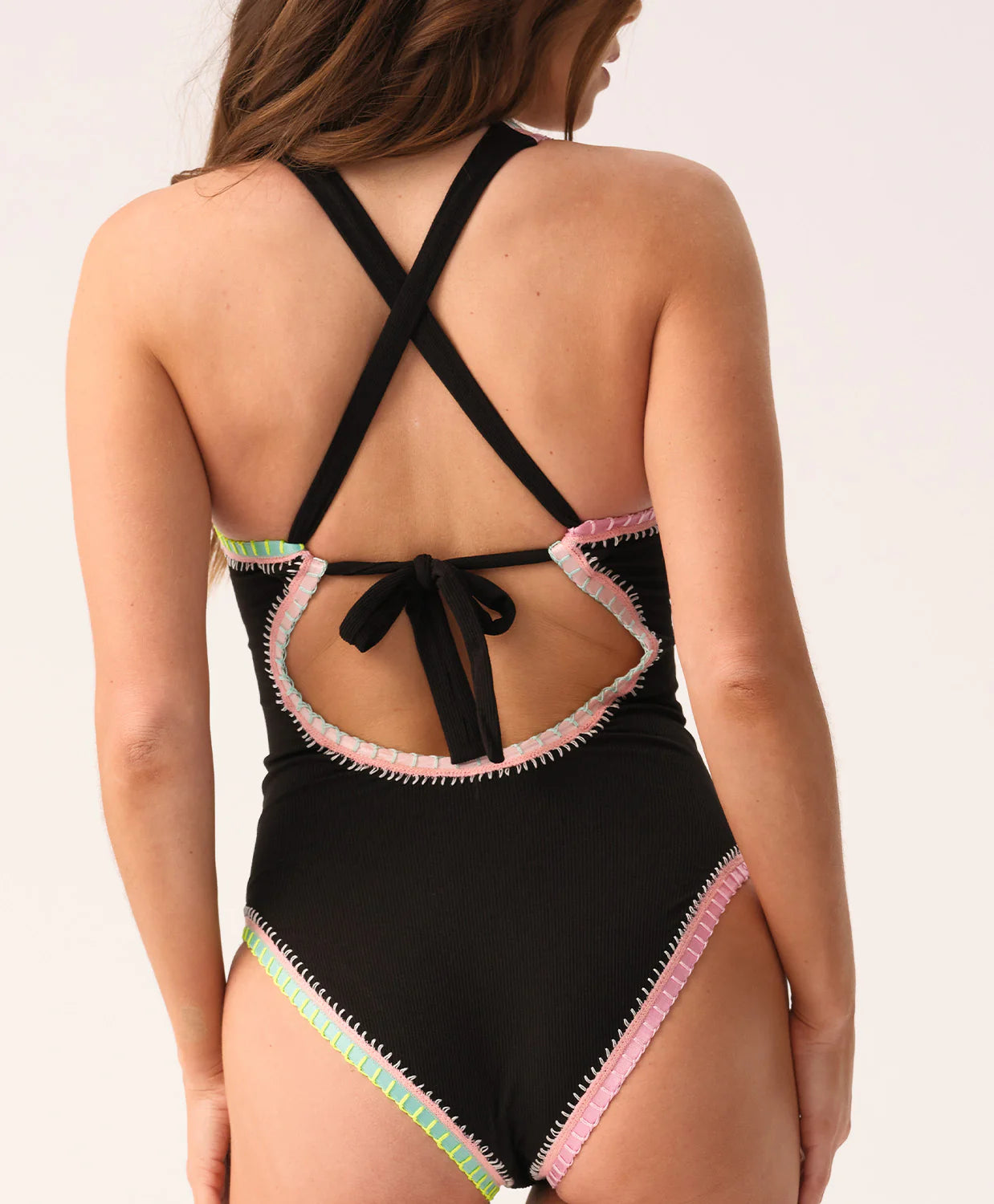 Platinum Black Pearl Crochet Trim One Piece