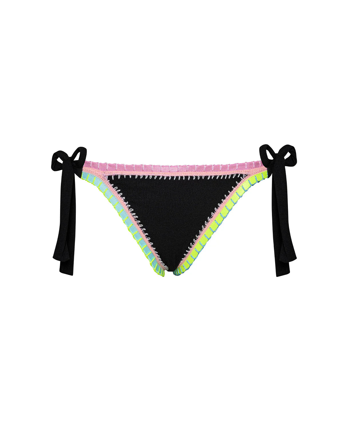 Platinum Black Pearl Crochet Trim Tie Bottom