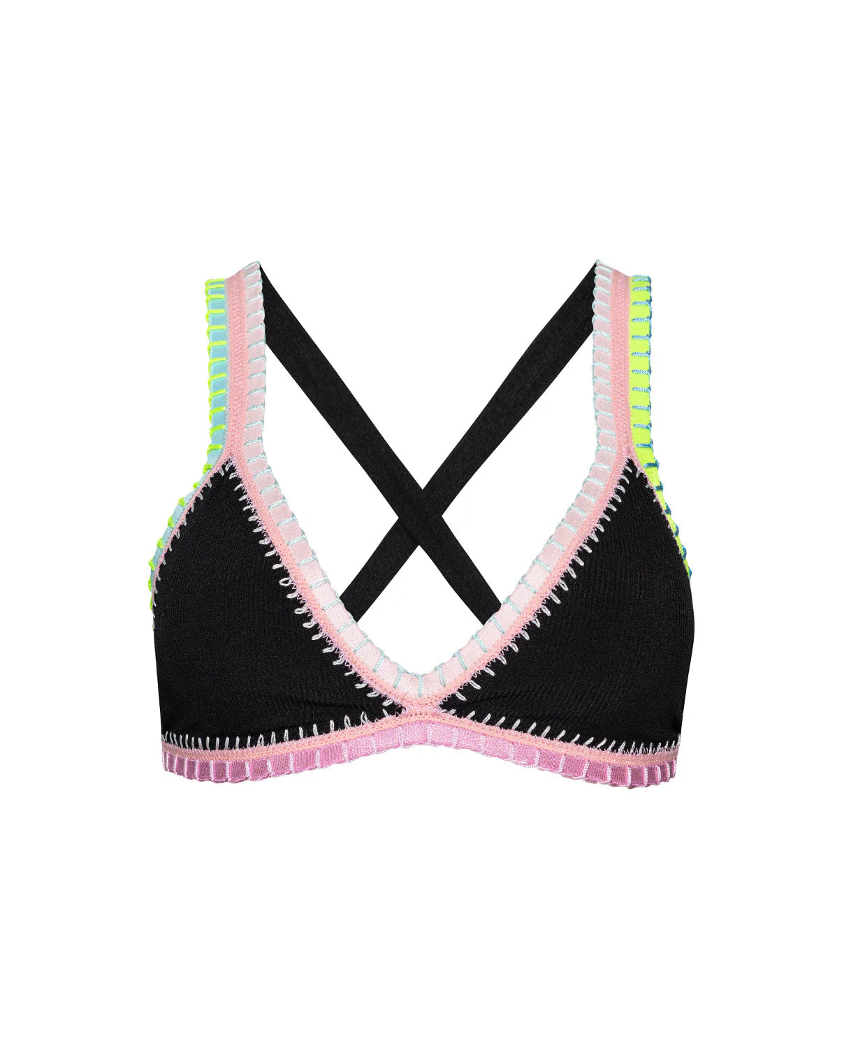Platinum Black Pearl Crochet Trim Triangle Top