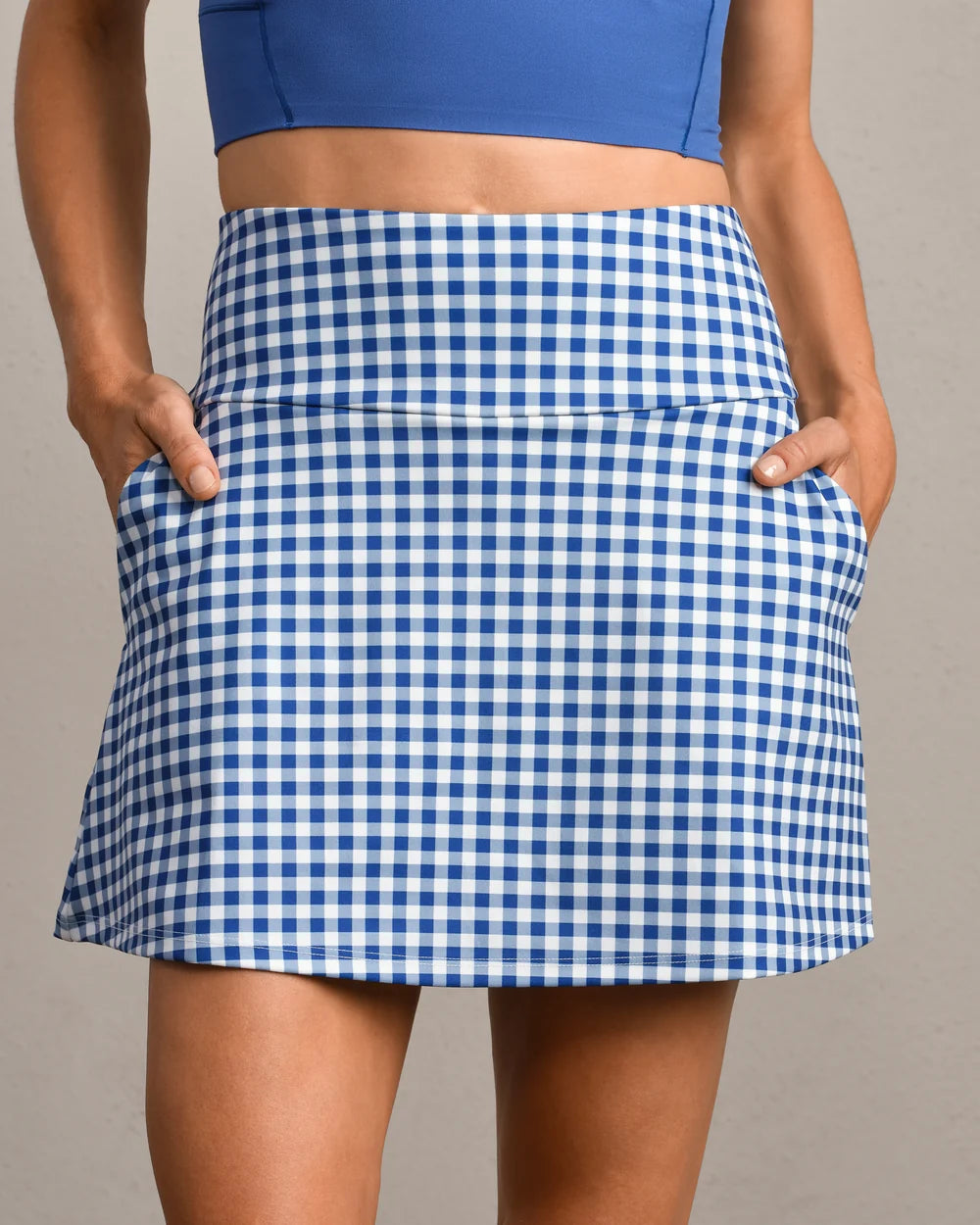 16" Course to Court Skort - Deep Sea Blue Gingham