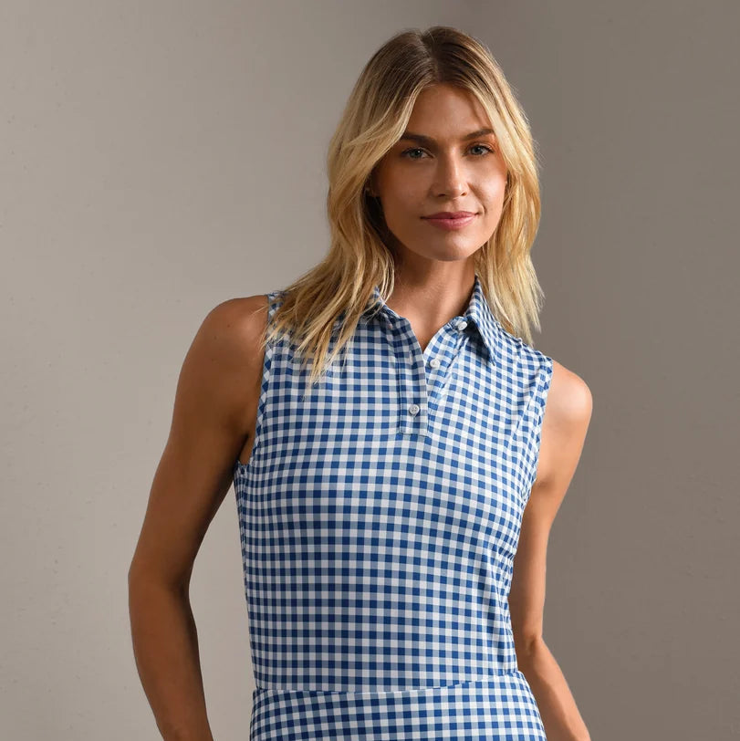 16" Course to Court Skort - Deep Sea Blue Gingham