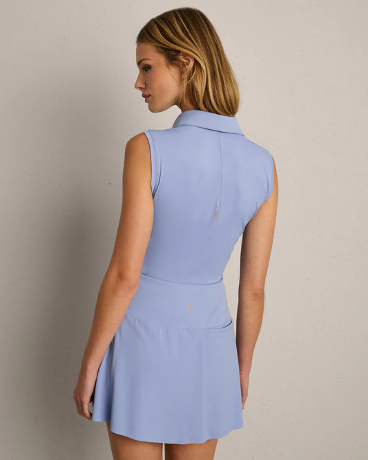 Course to Court Sleeveless Polo Top - Hydrangea Blue