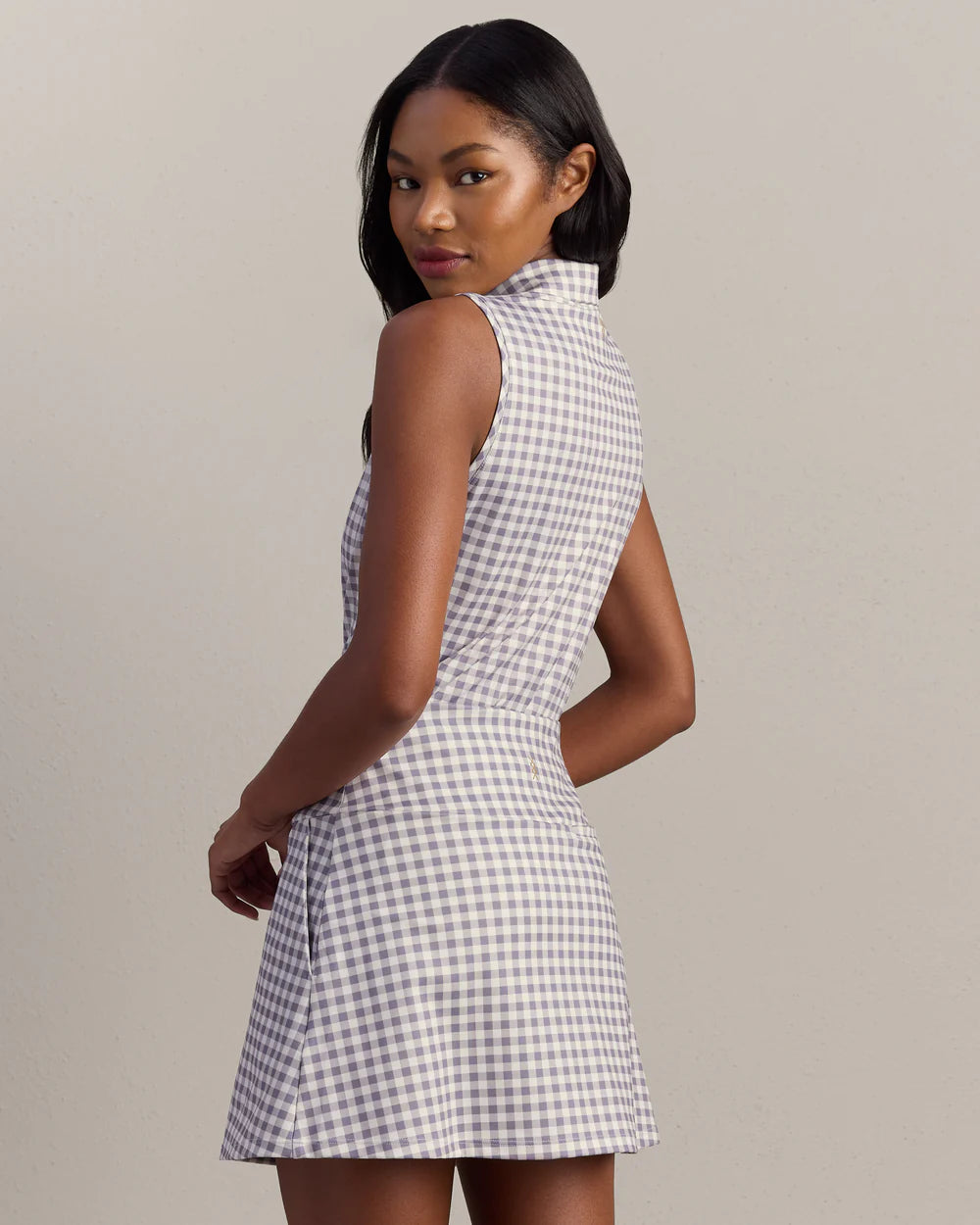 Course to Court Sleeveless Polo - Purple Smoke Gingham