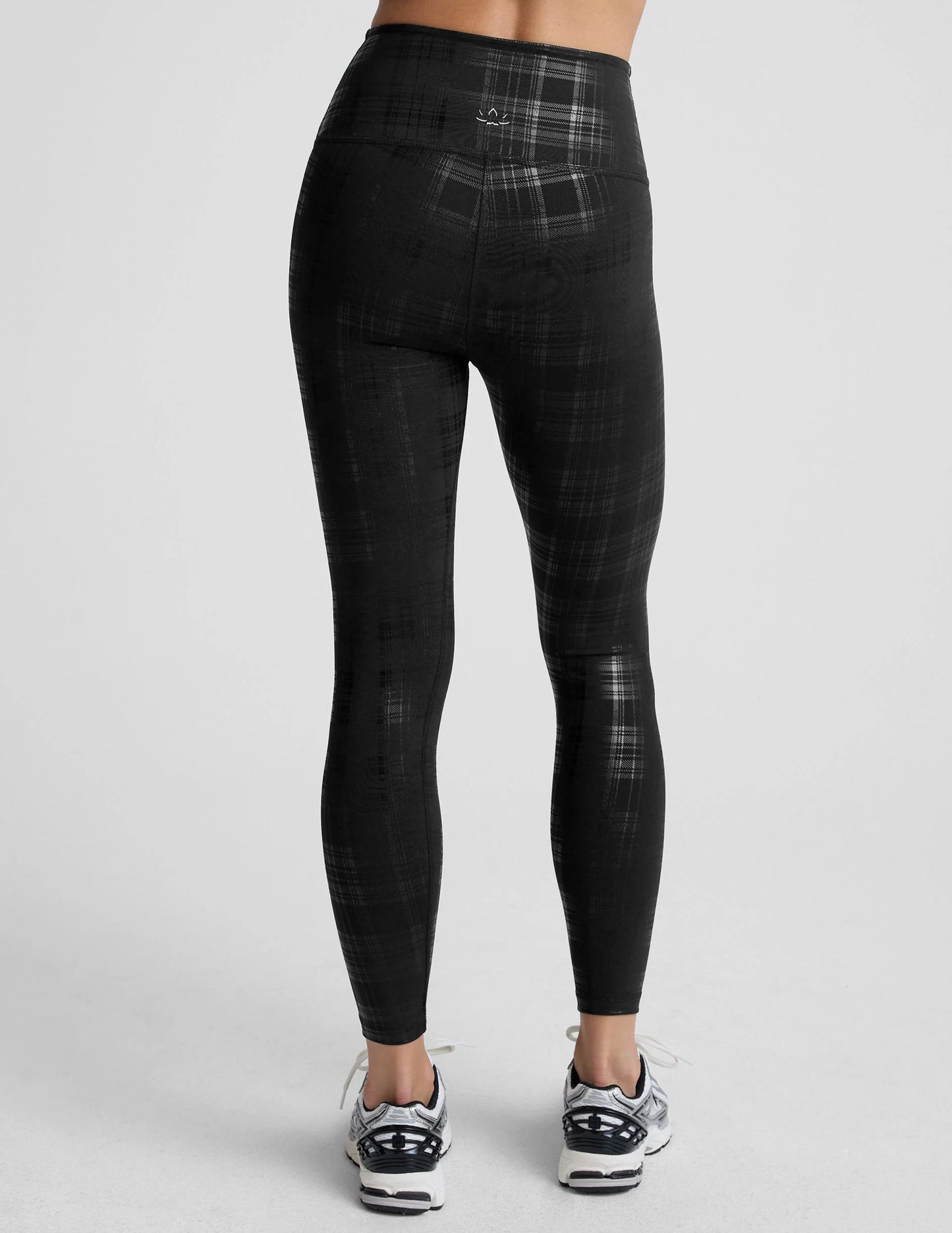 Plaid Foil Black High Waisted Midi Legging - XS-XL