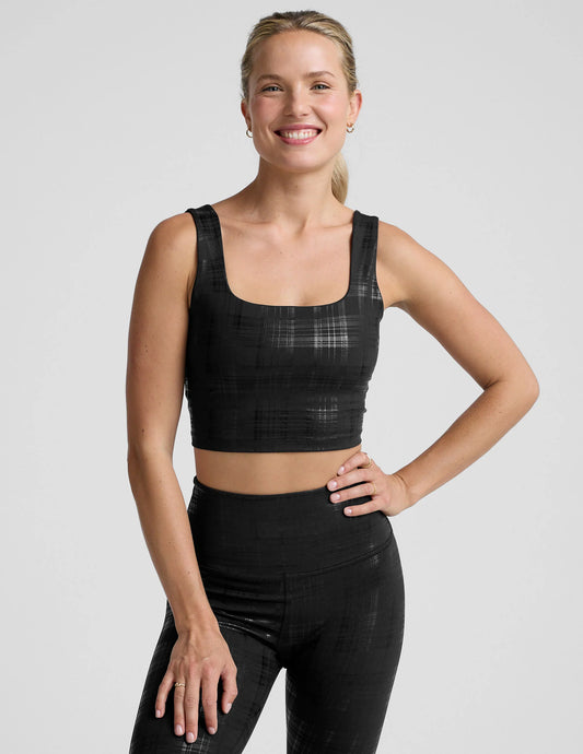 Beyond The Studio High Cropped Tank - Plaid Foil Black XS-XL