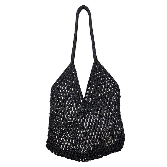 Lucia Woven Jute Totes - Black