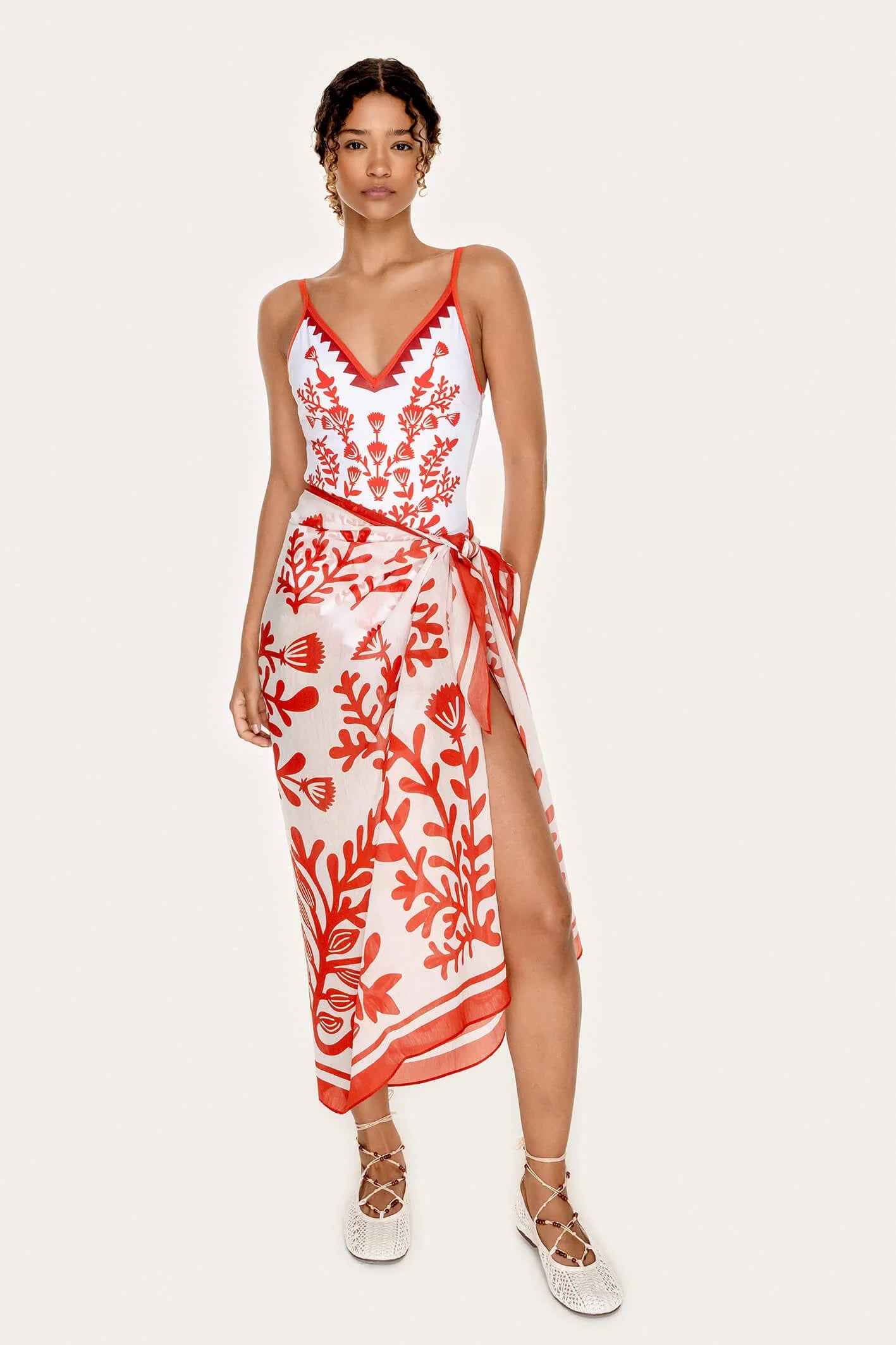 Beach Sarong Wrap - Red Coral OS
