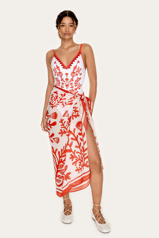 Beach Sarong Wrap - Red Coral OS