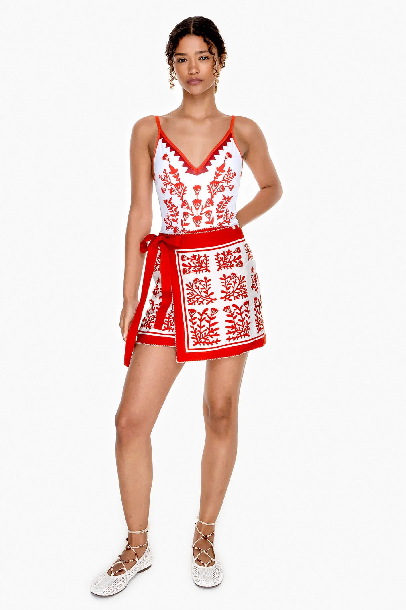 Swim Cover Up Skirt - Red Coral SM- ML