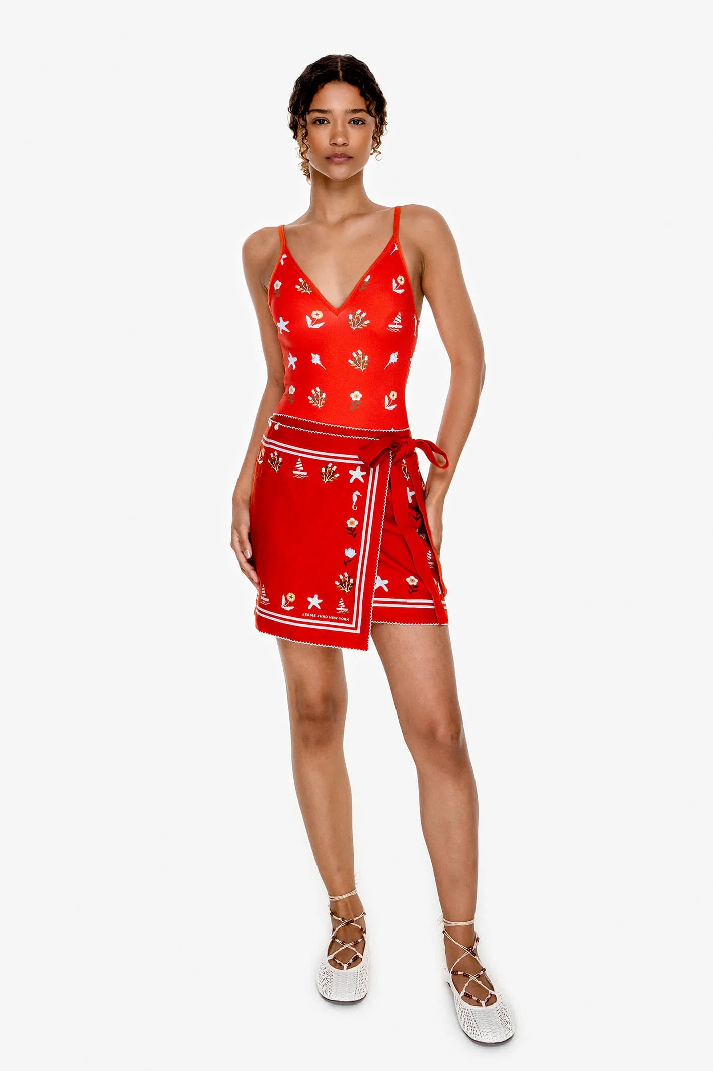 Swim Cover Up Skirt - Red Coral SM- ML